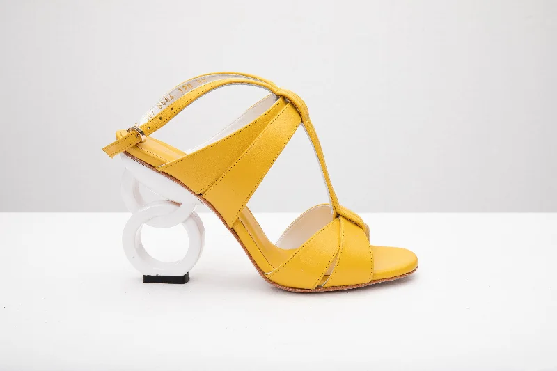 The Duffryn Yellow T-Strap Leather Women Sandal