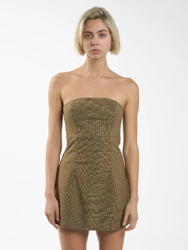 Dawson Plaid Dress - Mustard Gold